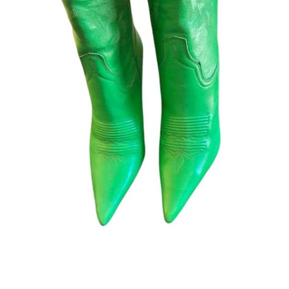 Charlie 1 Horse by Lucchese Rare Apple Green Leather Cowgirl Boots - Picture 4 of 11